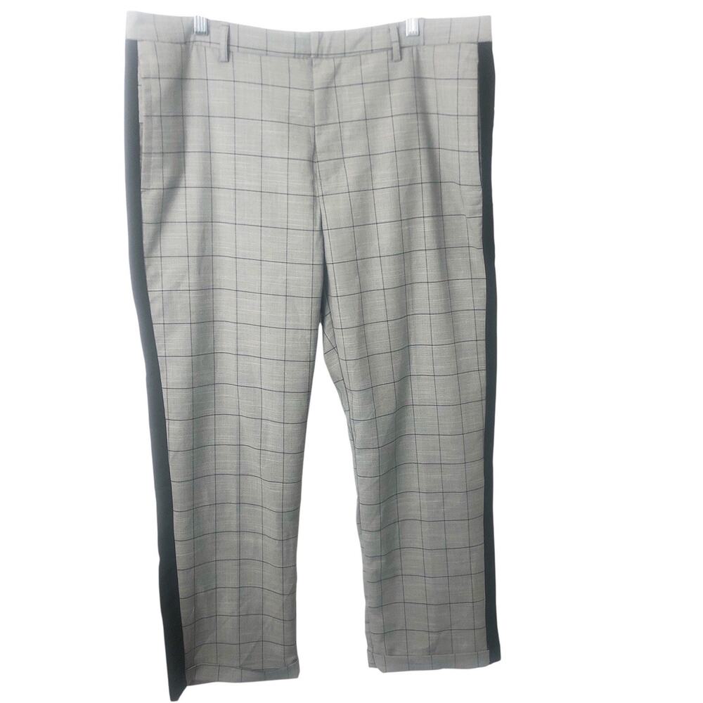 Forever 21 Men NWT Woven Heather Grey/Black Plaid Cuffed Dress Pants Size 36